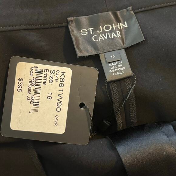 NEW St John Caviar Emma Dress Pants Trousers Plus Size 16 Black Minimal Capsule - Picture 3 of 5